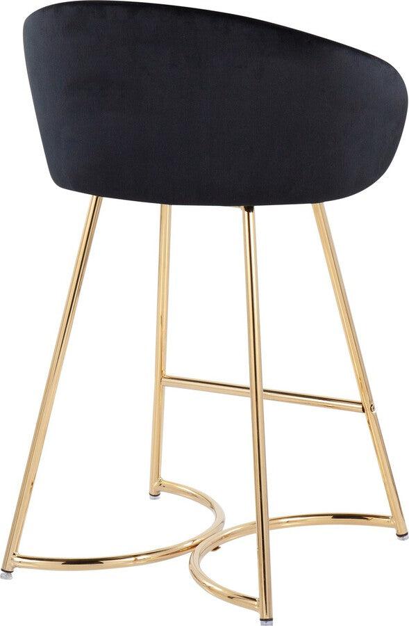 Lumisource Barstools - Cece /Glam Counter Stool In Gold Steel & Black Velvet (Set of 2)