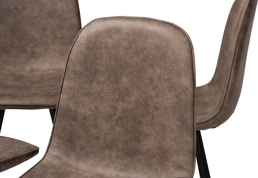Wholesale Interiors Dining Chairs - Filicia Grey And Brown Imitation Leather Upholstered 4-Piece Metal Dining Chair Set Set