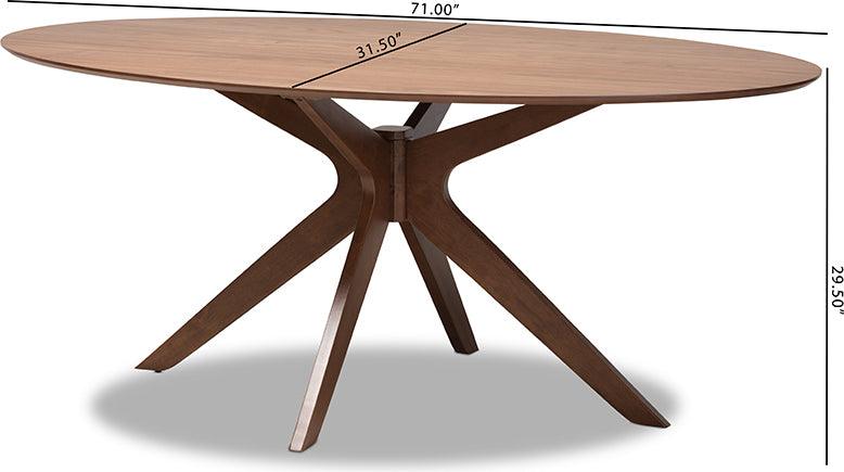 Wholesale Interiors Dining Tables - Monte Walnut Brown Finished Wood 71-Inch Oval Dining Table