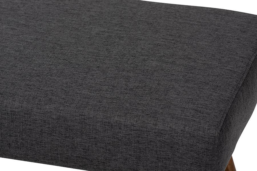 Wholesale Interiors Benches - Rika Mid-Century Modern Dark Grey Fabric Walnut Brown Boomerang Bench