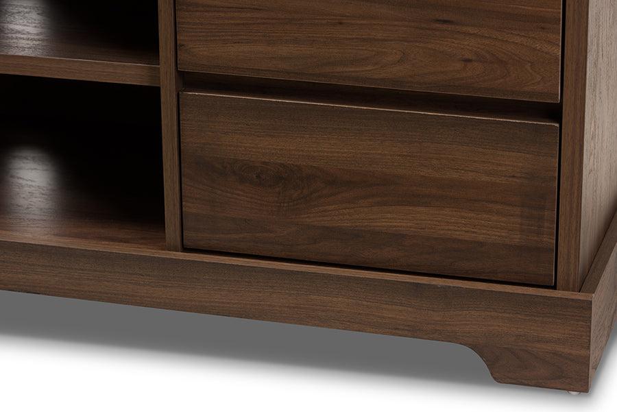 Wholesale Interiors TV & Media Units - Burnwood Modern and Contemporary Walnut Brown Finished Wood TV Stand