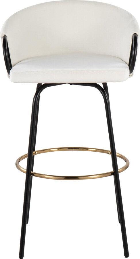 Lumisource Barstools - Claire /Glam Barstool In Black Metal & Cream Velvet With Gold Metal Footrest (Set of 2)