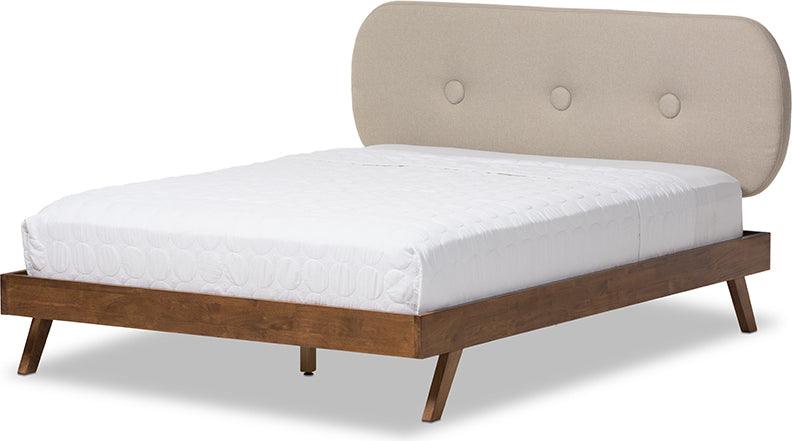 Wholesale Interiors Beds - Penelope Queen Bed Light Beige/Walnut' Brown