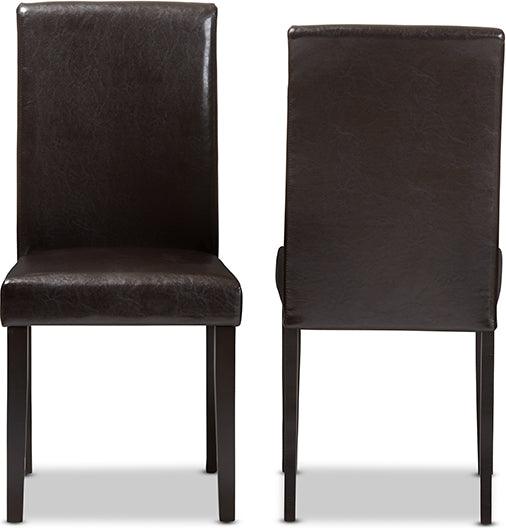Wholesale Interiors Dining Chairs - Mia Dark Brown Faux Leather Upholstered Dining Chair (Set of 2)