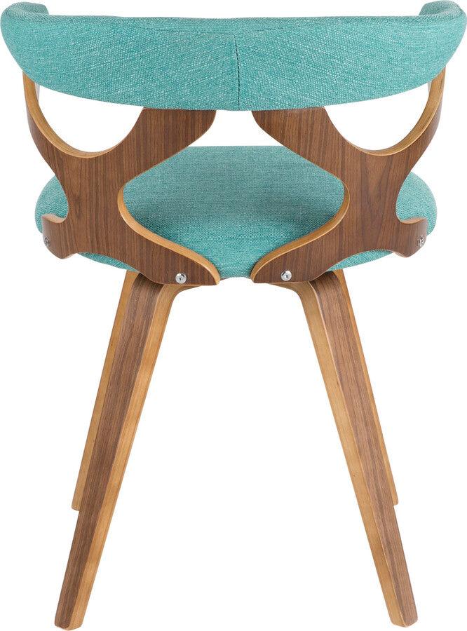 Lumisource Dining Chairs - Gardenia Dining/Accent Chair With Swivel In Walnut Wood & Teal Fabric
