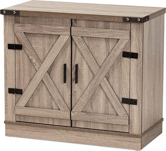 Wholesale Interiors Shoe Storage - Wayne Modern Contemporary Farmhouse Oak Brown Finished Wood 2-Door Shoe Storage Cabinet