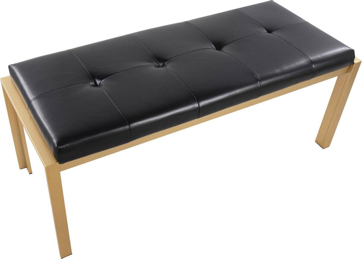 Lumisource Benches - Fuji Contemporary Bench In Gold Metal & Black Faux Leather