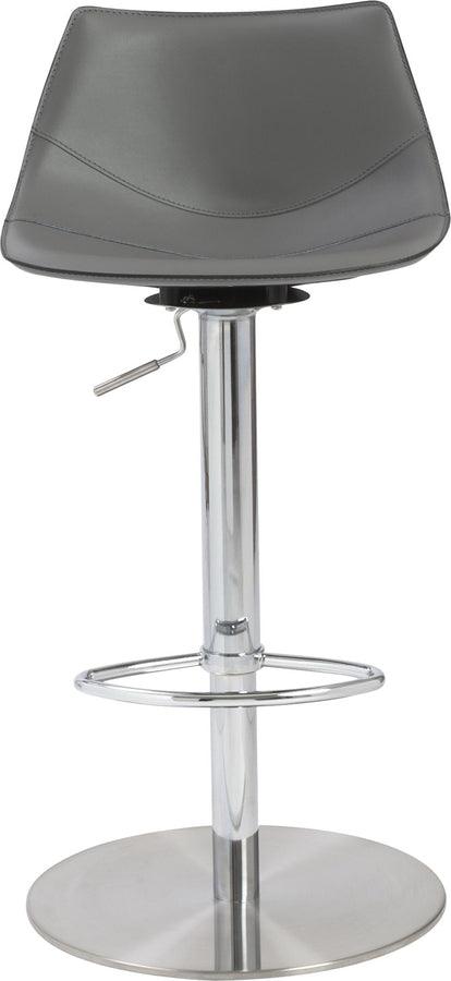 Euro Style Barstools - Rudy Adjustable Swivel Bar/Counter Stool in Gray with Brushed Stainless Steel Base
