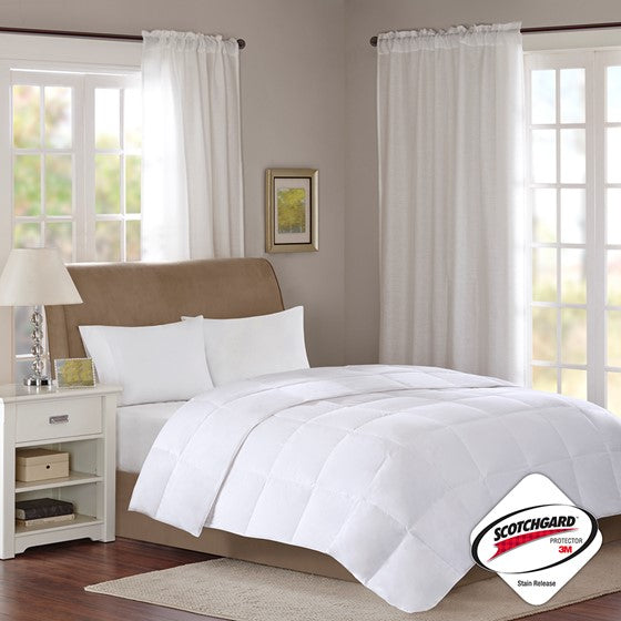 Olliix.com Comforters & Blankets - 300 Thread Count Cotton Sateen White Down Comforter with 3M Scotchgard White Full/Queen