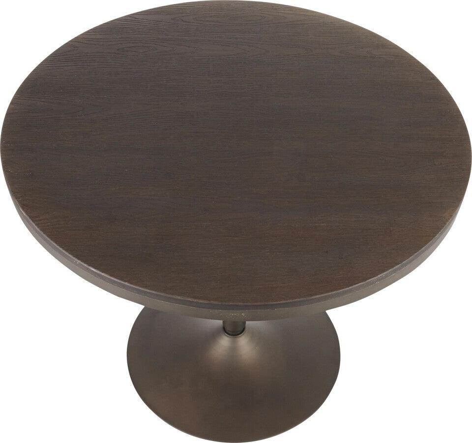Lumisource Dining Tables - Dakota Industrial Dining Table in Antique Metal and Espresso Wood-Pressed Grain Bamboo