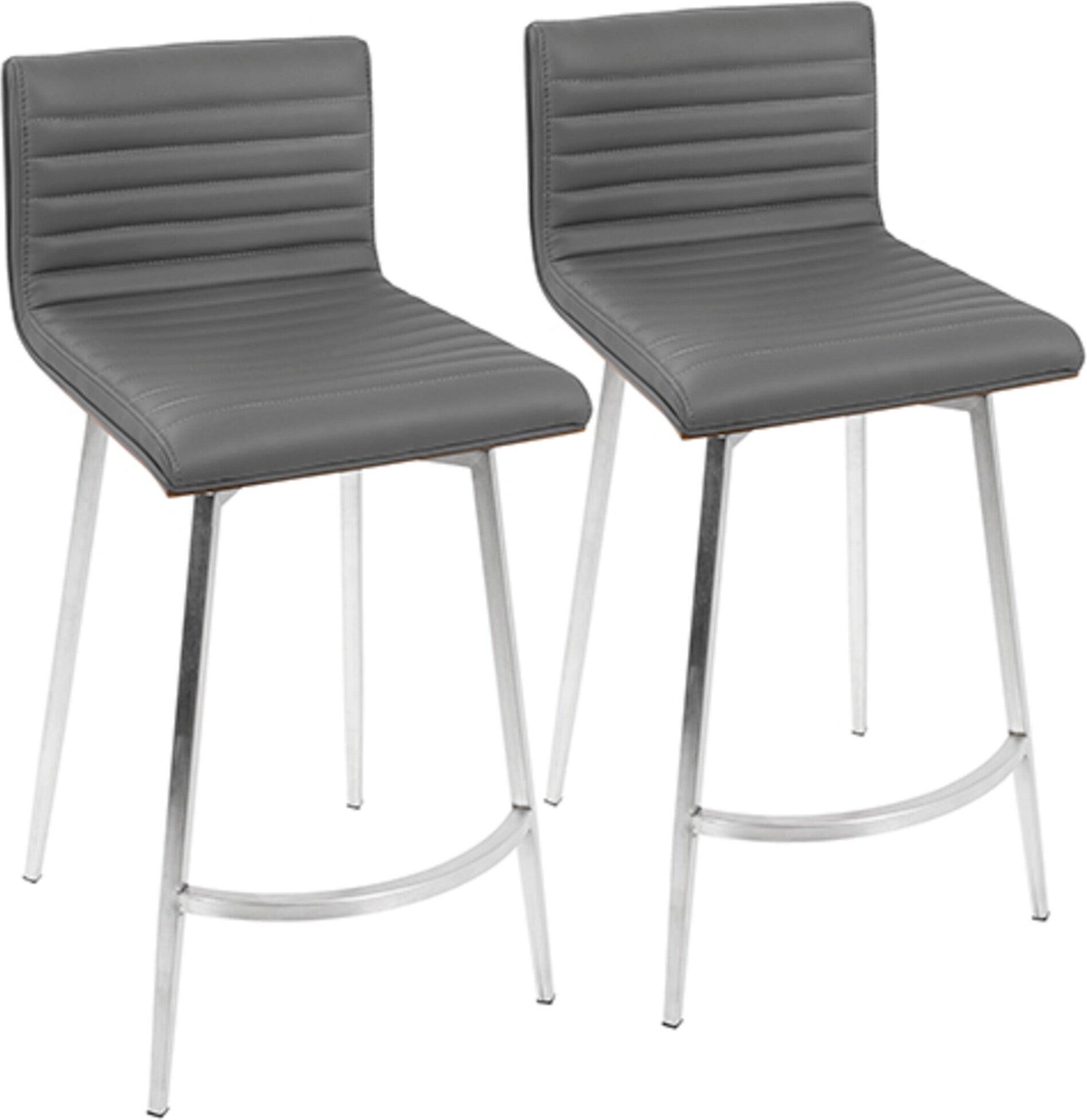 Lumisource Barstools - Mason Swivel Counter Stool Walnut & Gray (Set of 2)