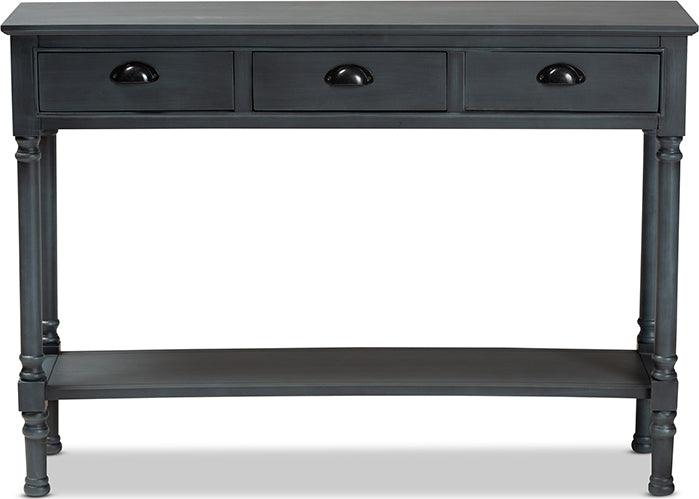 Wholesale Interiors Consoles - Garvey French Provincial Grey Finished Wood 3-Drawer Entryway Console Table