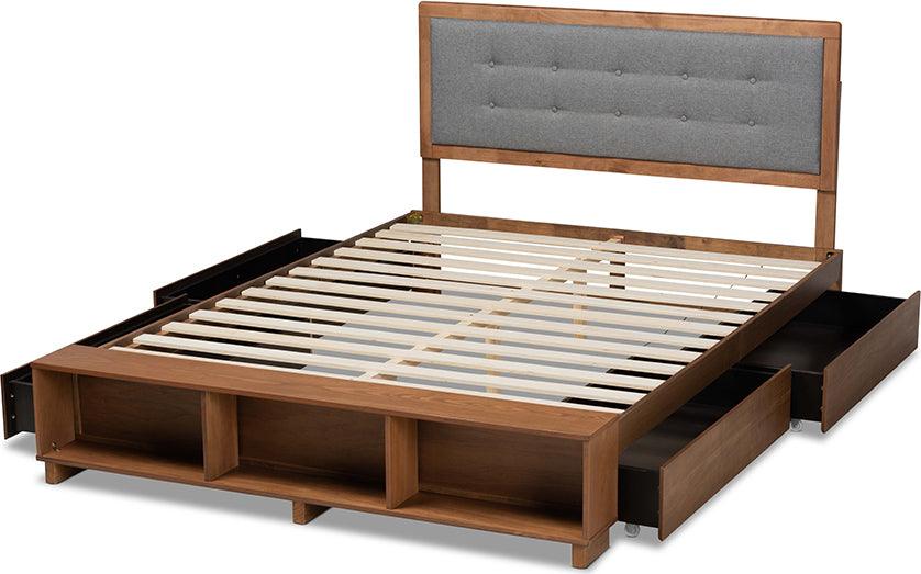 Wholesale Interiors Beds - Cosma King Storage Bed Dark Gray & Ash Walnut