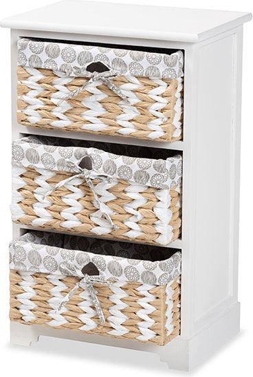 Wholesale Interiors Bedroom Organization - Rianne Modern Transitional White Finished Wood 3-Basket Storage Unit