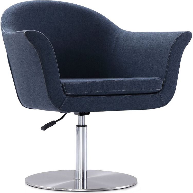 Manhattan Comfort Accent Chairs - Voyager Smokey Blue & Brushed Metal Woven Swivel Adjustable Accent Chair