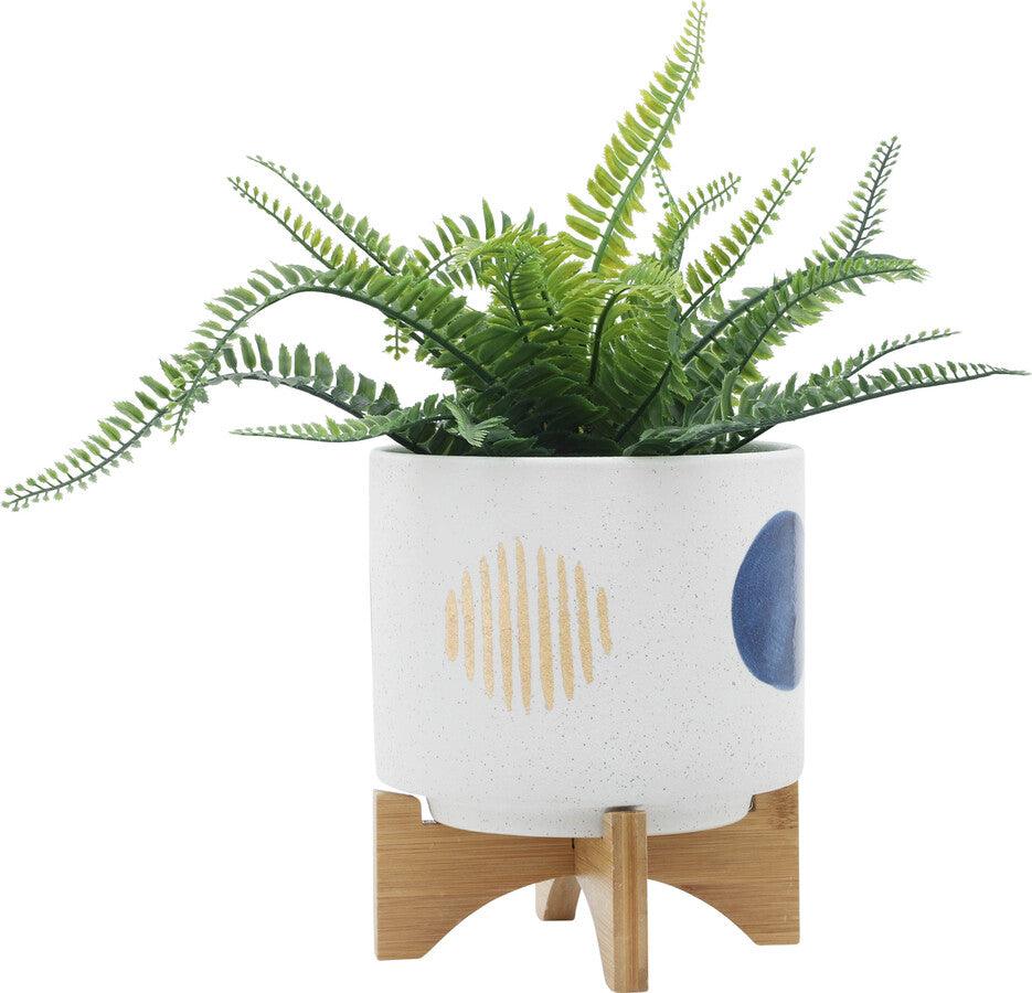 Sagebrook Home Planters - Set Of 2 5/8" Funky Planter W/ Stand White
