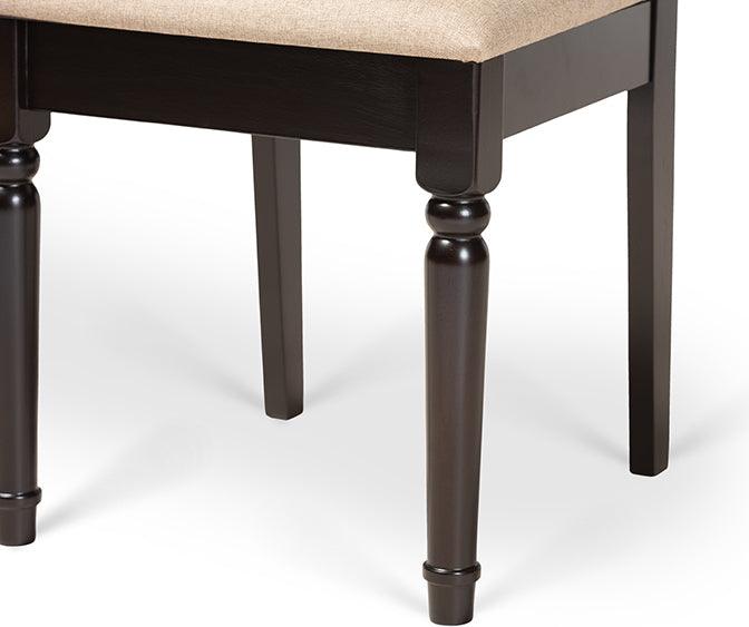 Wholesale Interiors Dining Sets - Callie Sand Fabric Upholstered and Dark Brown Finished Wood 7-Piece Dining Set