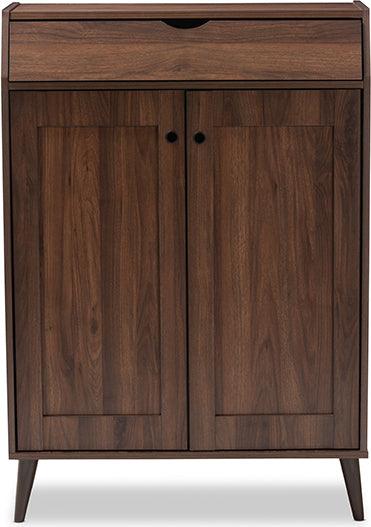 Wholesale Interiors Shoe Storage - Cormier Walnut Brown finished 2-Door Wood Entryway Shoe Storage Cabinet