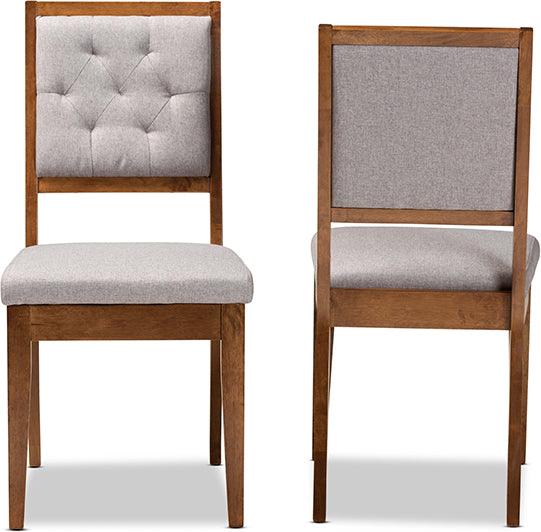 Wholesale Interiors Dining Chairs - Gideon Grey Fabric Upholstered and Walnut Brown Finished Wood 2-Piece Dining Chair Set