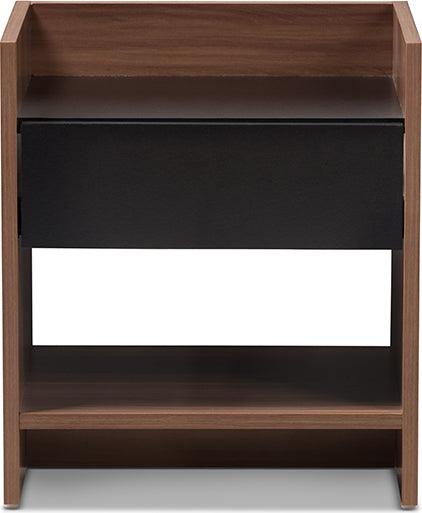 Wholesale Interiors Nightstands & Side Tables - Vanda Nightstand Black/Walnut Brown
