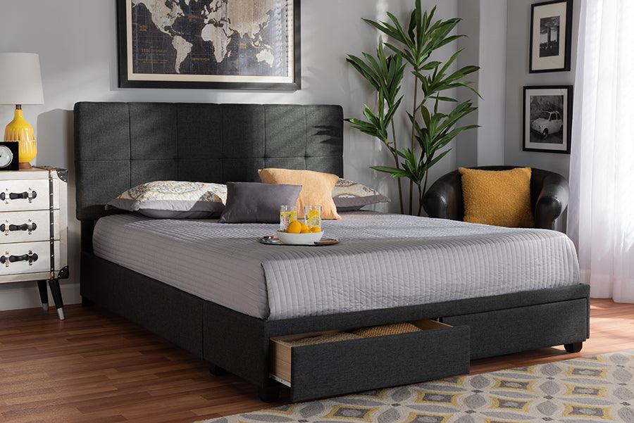 Wholesale Interiors Beds - Netti King Storage Bed Dark Gray & Black