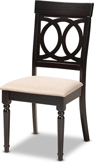 Wholesale Interiors Dining Chairs - Lucie Contemporary Sand Fabric Upholstered Brown Finished Wood Dining Chair Set of 4