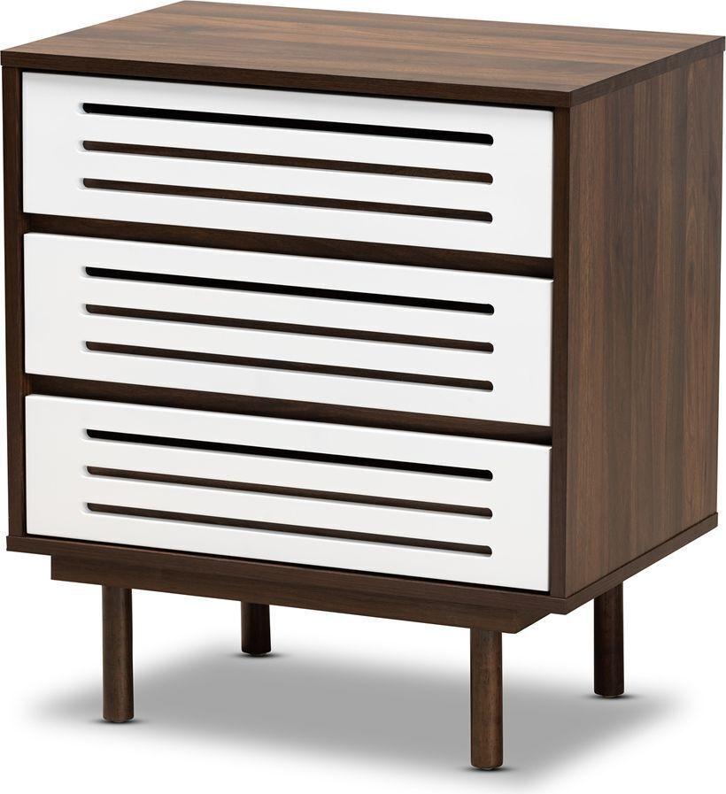 Wholesale Interiors Nightstands & Side Tables - Meike Nightstand Walnut & White