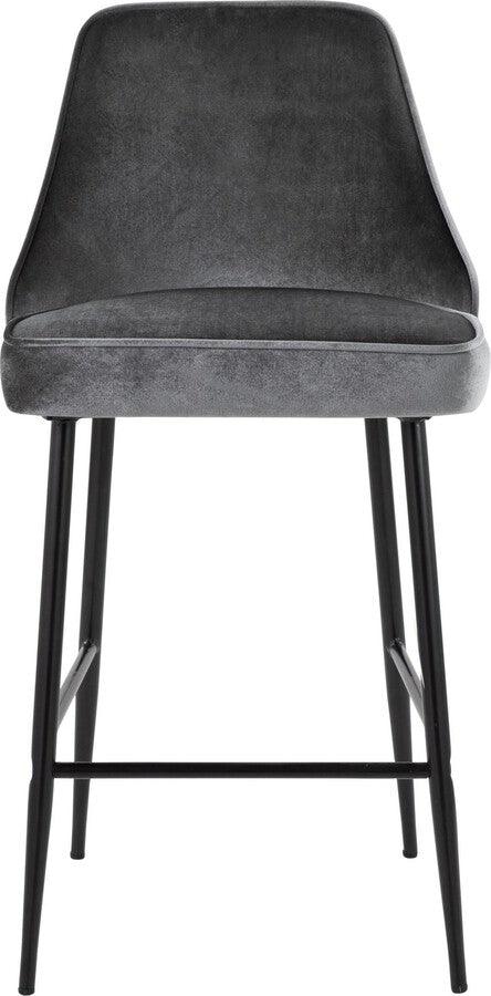 Lumisource Barstools - Marcel 25" Counter Stool In Black Metal & Blue Velvet (Set of 2)
