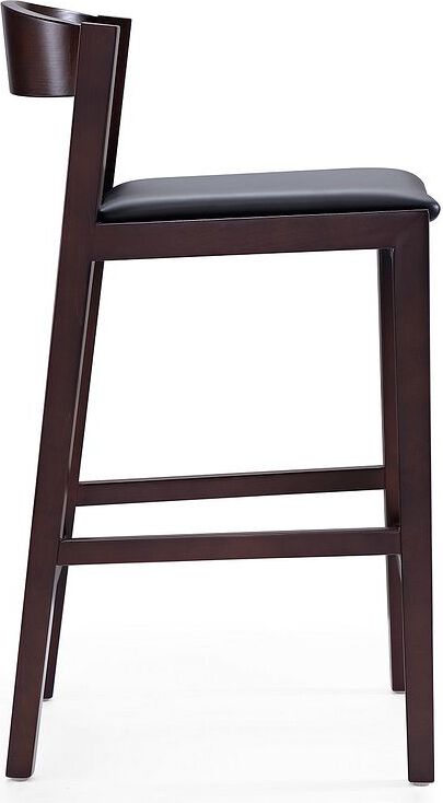 Manhattan Comfort Barstools - Klismos 36.75 in. Black and Dark Walnut Beech Wood Counter Height Bar Stool (Set of 2)
