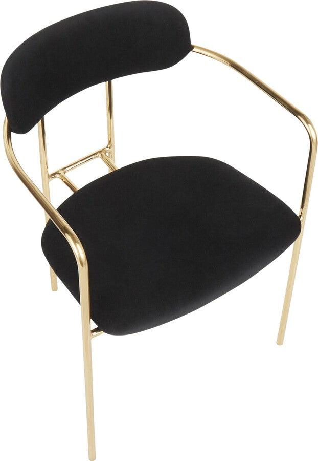 Lumisource Dining Chairs - Demi Contemporary Chair in Gold Metal and Black Velvet - Set of 2