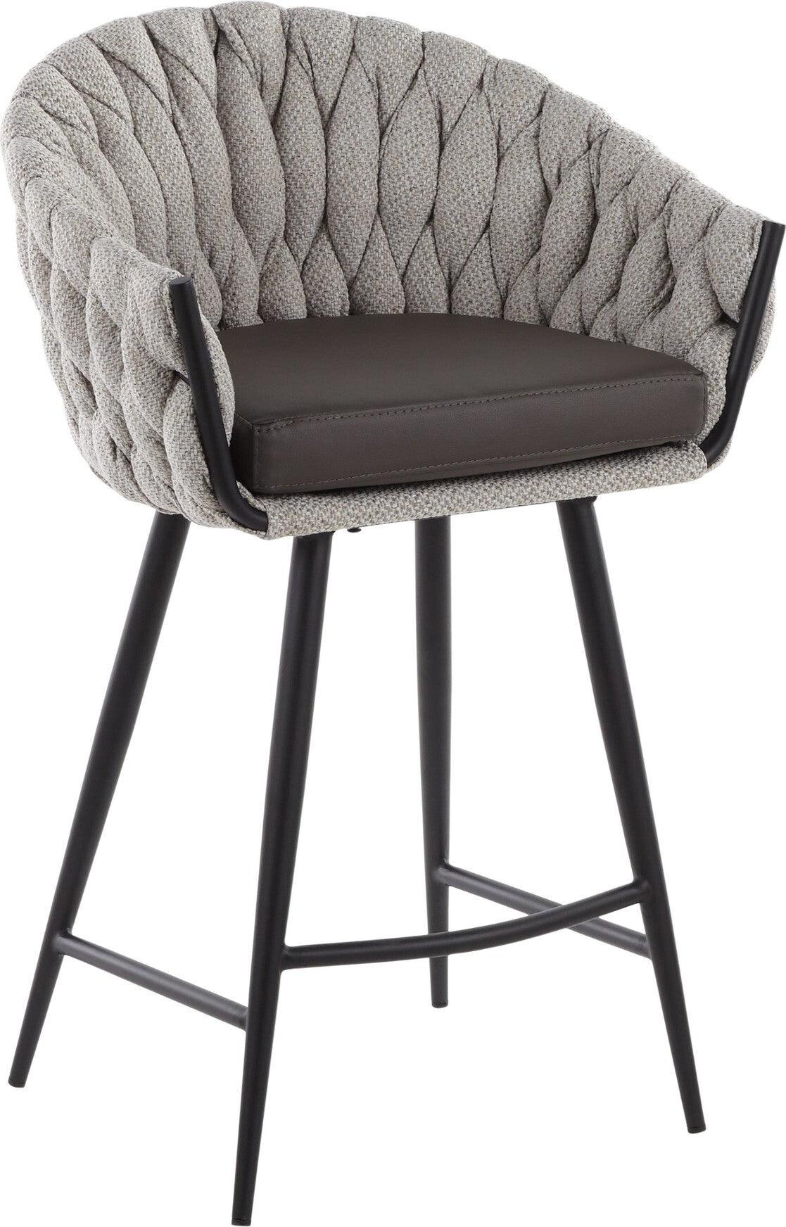 Lumisource Barstools - Braided Matisse Counter Stool Black & Cream & Gray