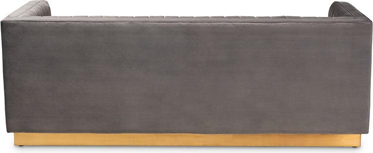 Wholesale Interiors Sofas & Couches - Aveline Glam And Luxe Grey Velvet Fabric Upholstered Brushed Gold Finished Sofa