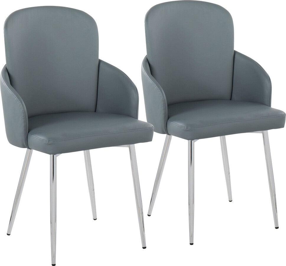Lumisource Dining Chairs - Dahlia Contemporary Dining Chair In Chrome Metal & Grey Fabric With Chrome Accent (Set of 2)