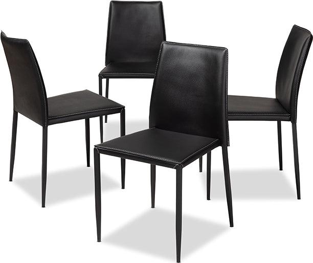 Wholesale Interiors Dining Chairs - Pascha Modern And Contemporary Black Faux Leather Upholstered Dining Chair (Set Of 4)