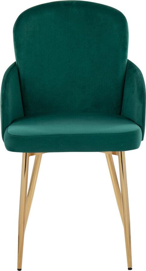 Lumisource Dining Chairs - Dahlia Contemporary Dining Chair In Gold Metal & Green Velvet With Gold Accent (Set of 2)