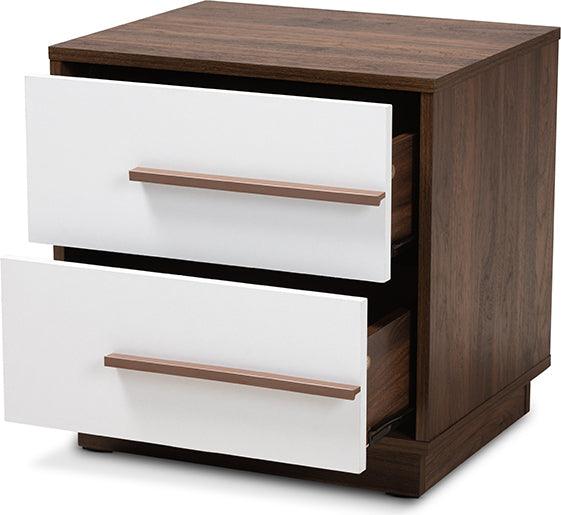 Wholesale Interiors Nightstands & Side Tables - Mette Nightstand White & Walnut