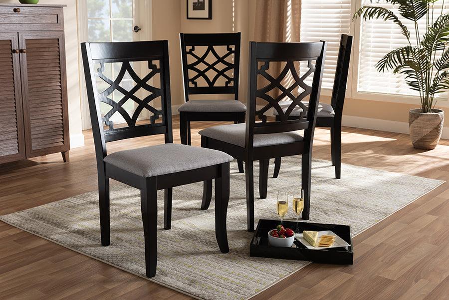 Wholesale Interiors Dining Chairs - Mael Grey Fabric Upholstered Espresso Brown Finished Wood Dining Chair Set Of 4