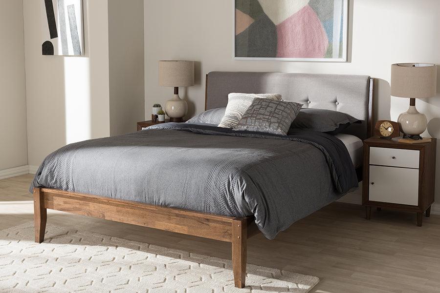 Wholesale Interiors Beds - Leyton King Bed Light Gray/Walnut Brown