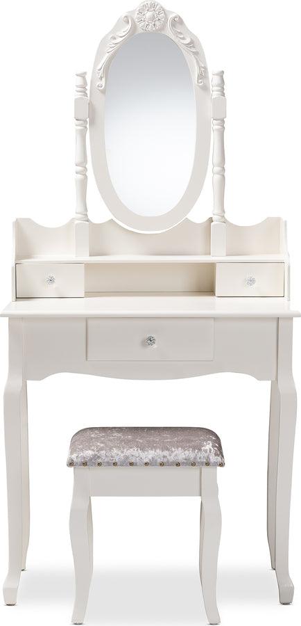 Wholesale Interiors Bathroom Vanity - Veronique Traditional French Provincial White Finished Wood 2-Piece Vanity Table with