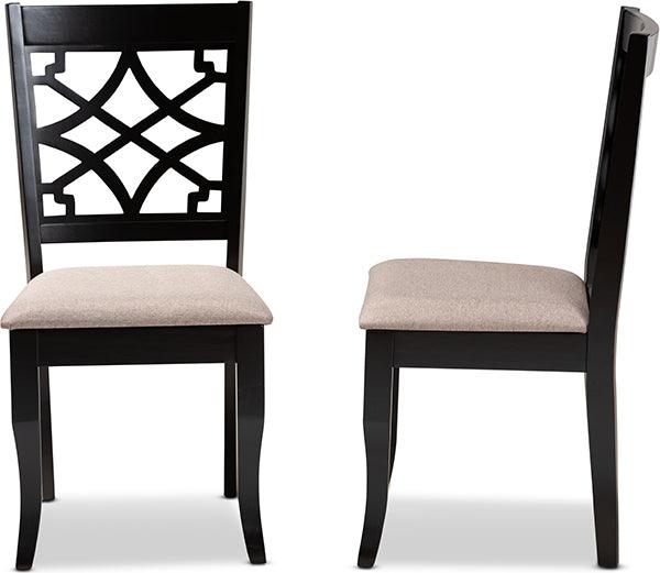 Wholesale Interiors Dining Chairs - Mael Sand Fabric Upholstered And Espresso Brown Finished Wood 2-Piece Dining Chair Set