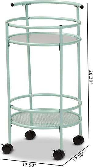 Wholesale Interiors Kitchen & Bar Carts - Newell Mint Green Finished Metal 2-Tier Kitchen Cart