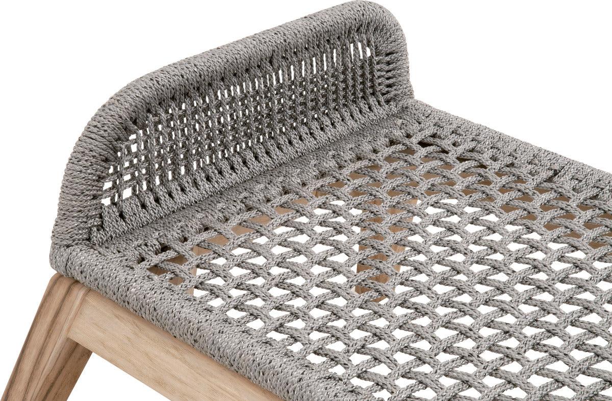 Essentials For Living Outdoor Stools & Benches - Loom Outdoor Footstool Platinum Rope, Smoke Gray, Gray Teak