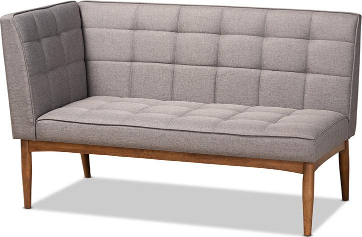 Wholesale Interiors Benches - Sanford Grey Fabric Upholstered and Walnut Brown Finished Wood 2-Piece Dining Nook Banquette Set