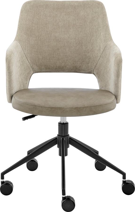 Euro Style Task Chairs - Darcie Office Chair in Light Taupe Fabric, Light Gray Leatherette and Black Base