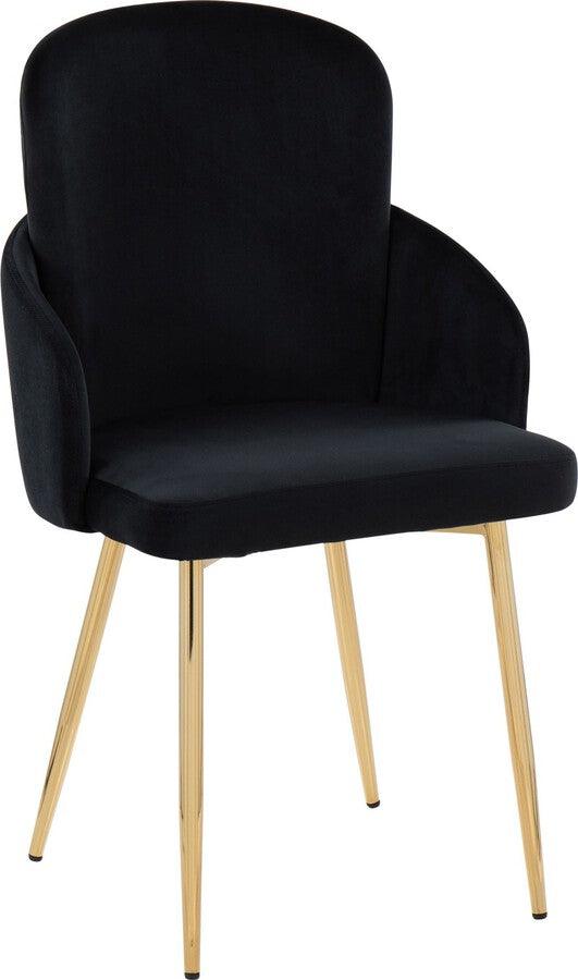 Lumisource Dining Chairs - Dahlia Contemporary Dining Chair In Gold Metal & Black Velvet With Gold Accent (Set of 2)