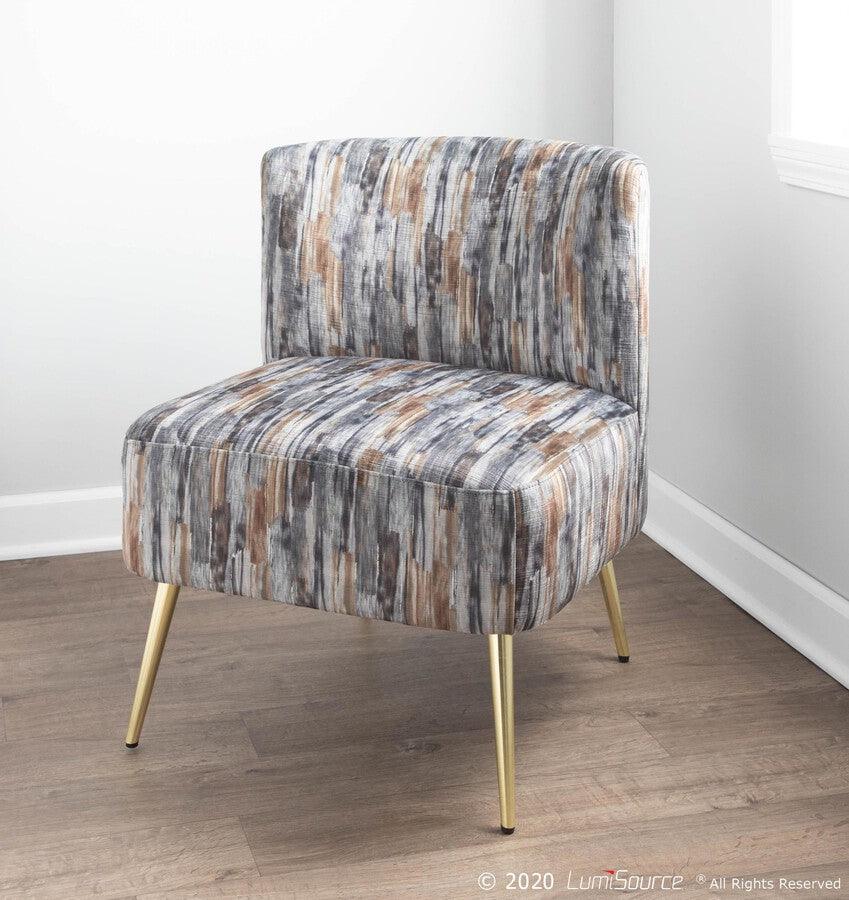 Lumisource Accent Chairs - Fran Slipper Chair 30.5" Gold Metal & Gray Fabric