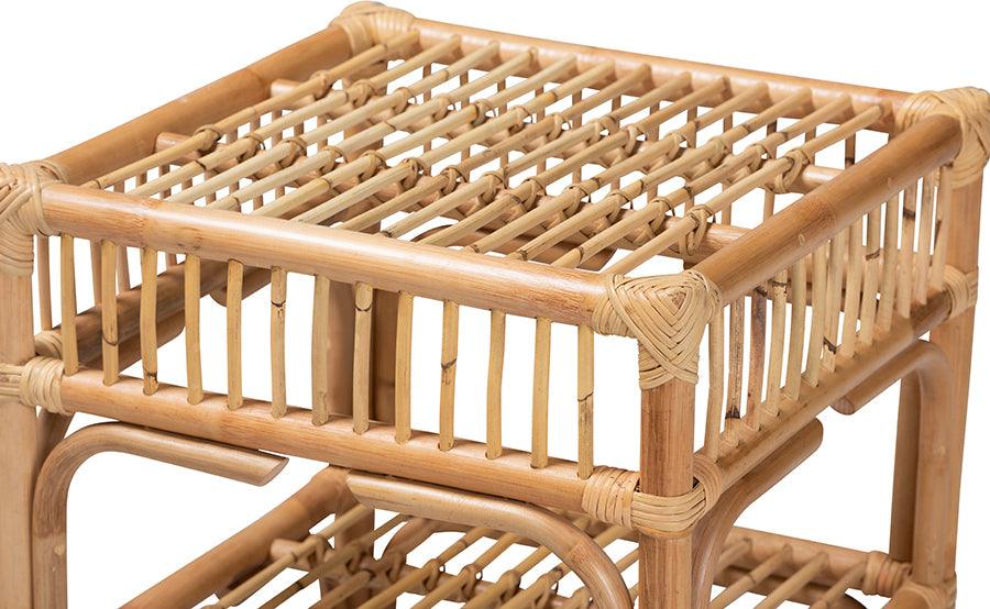 Wholesale Interiors Side & End Tables - Rose Modern Bohemian Natural Brown Rattan End Table