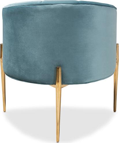 Wholesale Interiors Accent Chairs - Clarisse Glam and Luxe Light Blue Velvet Gold Accent Chair