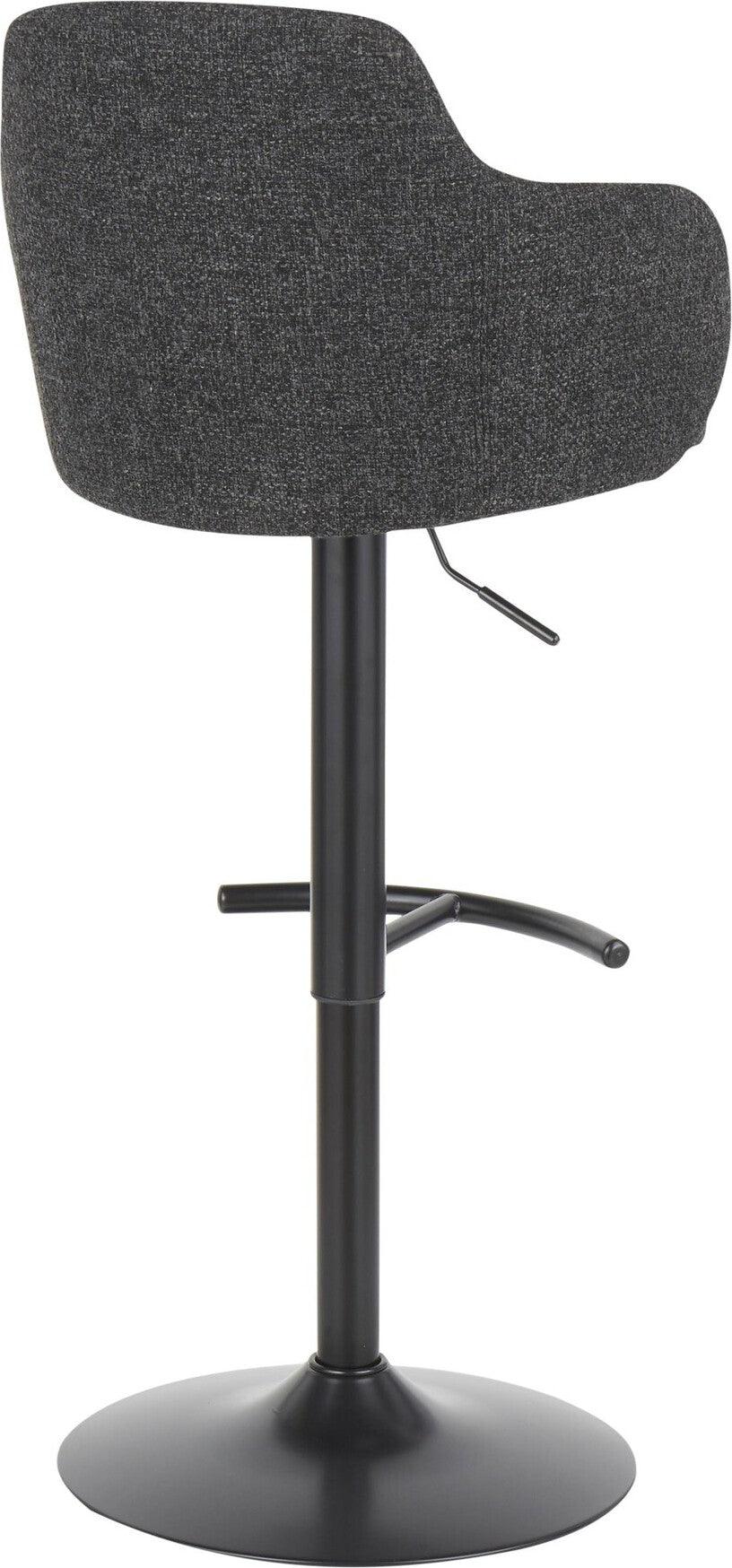Lumisource Barstools - Boyne Industrial Upholstered Bar Stool in Black Metal and Dark Grey Fabric