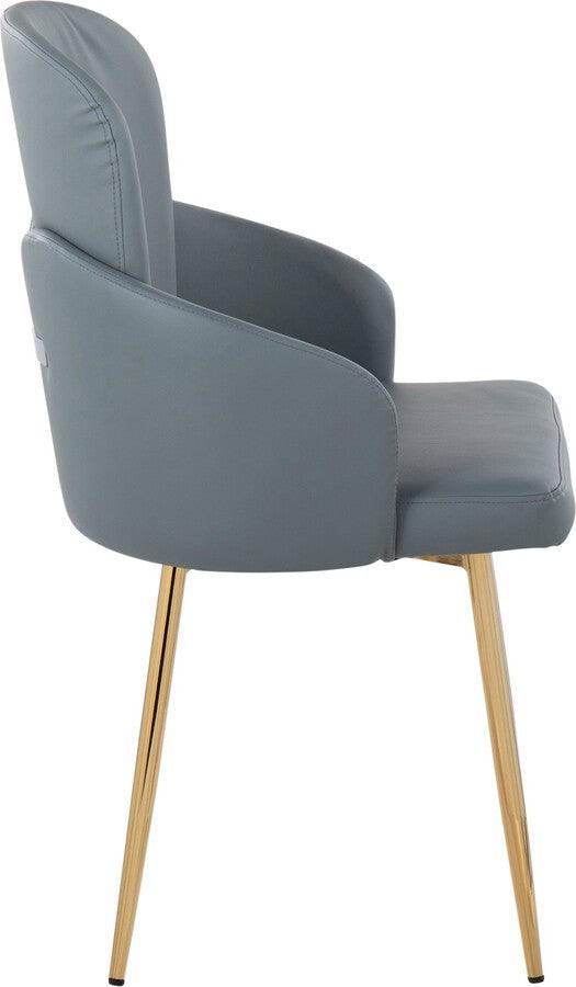 Lumisource Dining Chairs - Dahlia Contemporary Dining Chair In Gold Metal & Grey Faux Leather With Chrome Accent (Set of 2)